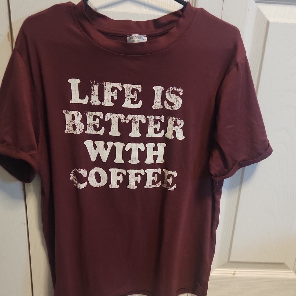 Maroon Graphic Tee - Life is Better with Coffee